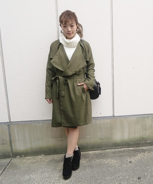 Chico（チコ）の「【who's who Chico】ドレープ衿ロングコート（トレンチコート・レディース・カーキ/ベージュ/ブラック・FREE）」の18枚目の写真