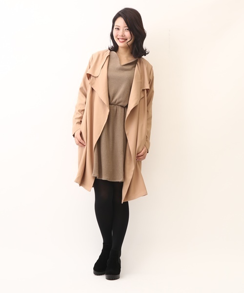 Chico（チコ）の「【who's who Chico】ドレープ衿ロングコート（トレンチコート・レディース・カーキ/ベージュ/ブラック・FREE）」の21枚目の写真