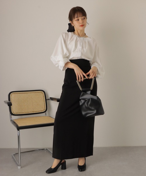 シャツ+ブラウス(長袖+七分) cereal33 pin tuck volume sleeve blouse tuck volume sleeve blouse /ノーカラー タック 7分袖