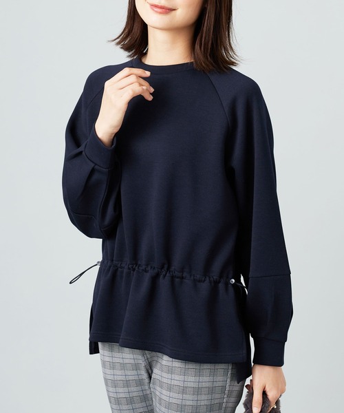 BELLUNA PLUS(ベルーナ)の「とろみ素材ドロスト使いプルオーバー(Tシャツ/カットソー・レディース・アイボリー/ネイビー/ライラック・LARGE/X-LARGE/MEDIUM)」の3枚目の写真