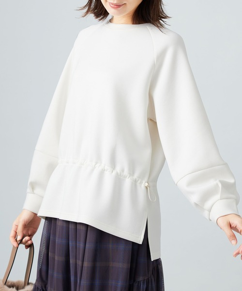 BELLUNA PLUS(ベルーナ)の「とろみ素材ドロスト使いプルオーバー(Tシャツ/カットソー・レディース・アイボリー/ネイビー/ライラック・LARGE/X-LARGE/MEDIUM)」の4枚目の写真