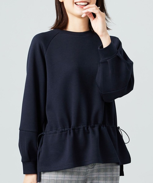 BELLUNA PLUS(ベルーナ)の「とろみ素材ドロスト使いプルオーバー(Tシャツ/カットソー・レディース・アイボリー/ネイビー/ライラック・LARGE/X-LARGE/MEDIUM)」の7枚目の写真