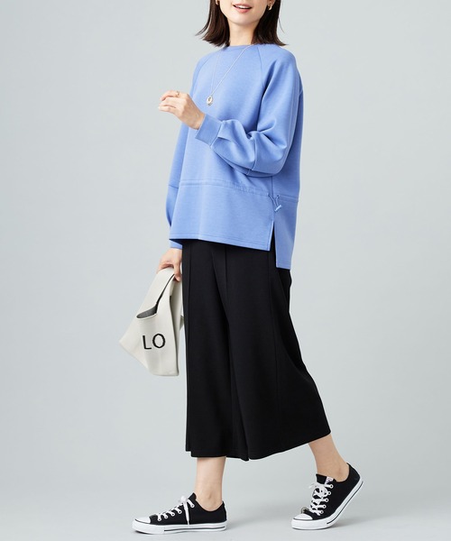 BELLUNA PLUS(ベルーナ)の「とろみ素材ドロスト使いプルオーバー(Tシャツ/カットソー・レディース・アイボリー/ネイビー/ライラック・LARGE/X-LARGE/MEDIUM)」の10枚目の写真