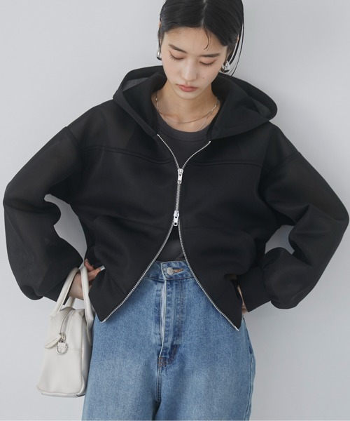 ピンキー＆ダイアン◆シアージップアップフーディ パーカーブルゾン ブラック 38 ピンキー＆ダイアン◇シアージップアップフーディ パーカー