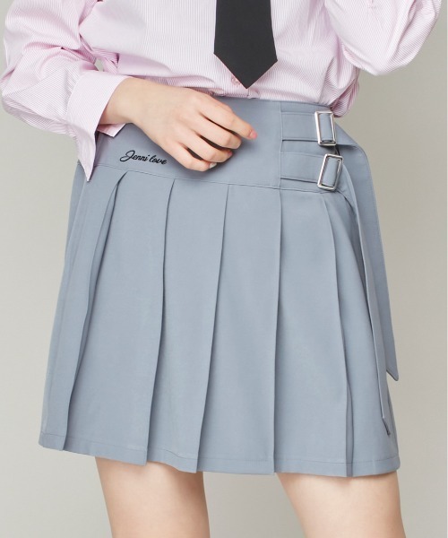 JENNI love（ジェニィラブ）の「【ウエスト調整可】サイドベルトプリーツ切替スカパン（スカート・キッズ・グレー/ブラック/ベージュ・130cm/140cm/150cm/160cm）」の3枚目の写真