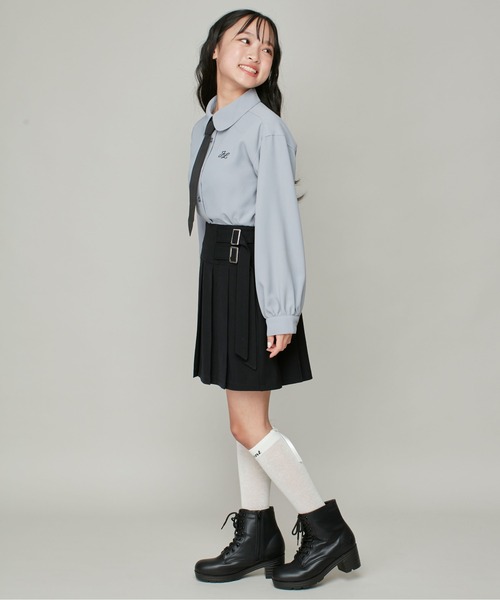 JENNI love（ジェニィラブ）の「【ウエスト調整可】サイドベルトプリーツ切替スカパン（スカート・キッズ・グレー/ブラック/ベージュ・130cm/140cm/150cm/160cm）」の10枚目の写真