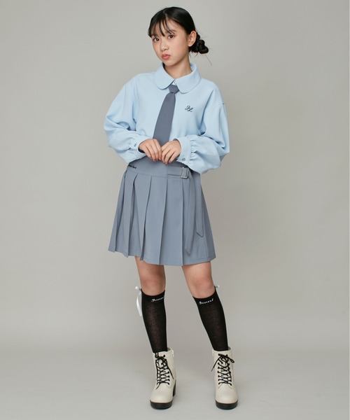 JENNI love（ジェニィラブ）の「【ウエスト調整可】サイドベルトプリーツ切替スカパン（スカート・キッズ・グレー/ブラック/ベージュ・130cm/140cm/150cm/160cm）」の16枚目の写真