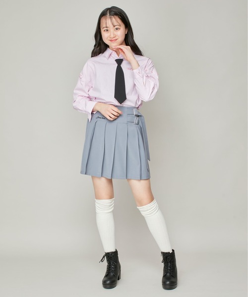 JENNI love（ジェニィラブ）の「【ウエスト調整可】サイドベルトプリーツ切替スカパン（スカート・キッズ・グレー/ブラック/ベージュ・130cm/140cm/150cm/160cm）」の4枚目の写真