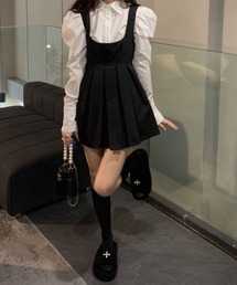 【URGE：】レイヤード プリーツ ミニジャンパースカート ワンピース