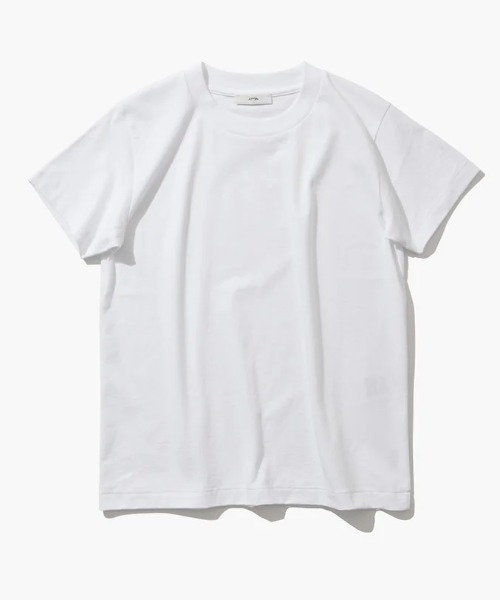 ATON(エイトン)の「ATON (エイトン) DRY COTTON JERSEY/CREWNECK T-SHIRT(Tシャツ/カットソー・レディース・ホワイト/ブラック・2)」の1枚目の写真