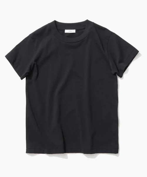 ATON(エイトン)の「ATON (エイトン) DRY COTTON JERSEY/CREWNECK T-SHIRT(Tシャツ/カットソー・レディース・ホワイト/ブラック・2)」の2枚目の写真