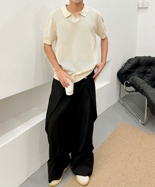 aimoha(アイモハ)の「aimoha men シアーライトポロトップス (SS)(ポロシャツ・メンズ・ブラック/ベージュ・LARGE/X-LARGE/XX-LARGE/XXX-LARGE)」の11枚目の写真