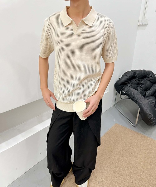 aimoha(アイモハ)の「aimoha men シアーライトポロトップス (SS)(ポロシャツ・メンズ・ブラック/ベージュ・LARGE/X-LARGE/XX-LARGE/XXX-LARGE)」の14枚目の写真