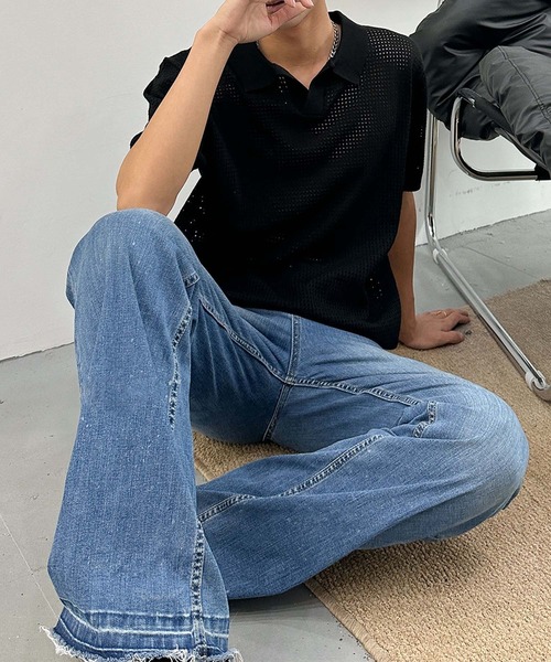 aimoha(アイモハ)の「aimoha men シアーライトポロトップス (SS)(ポロシャツ・メンズ・ブラック/ベージュ・LARGE/X-LARGE/XX-LARGE/XXX-LARGE)」の4枚目の写真