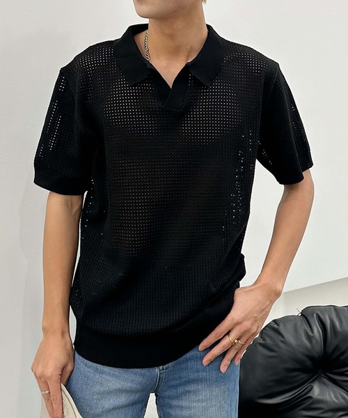 aimoha(アイモハ)の「aimoha men シアーライトポロトップス (SS)(ポロシャツ・メンズ・ブラック/ベージュ・LARGE/X-LARGE/XX-LARGE/XXX-LARGE)」の10枚目の写真