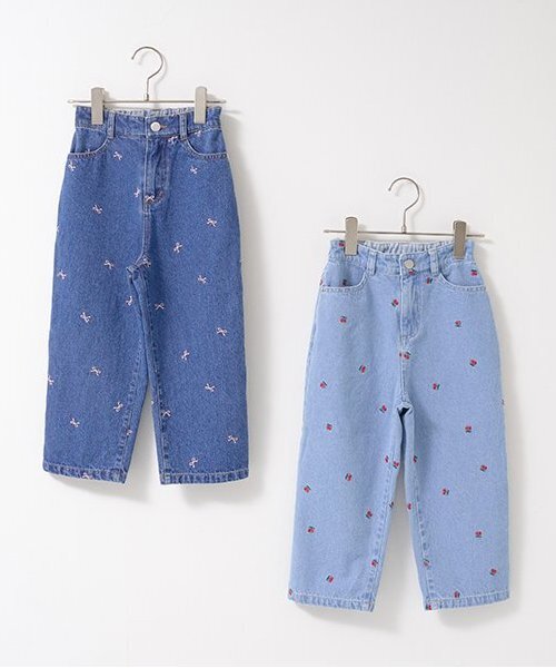 LOVE DENIM】アソート刺しゅう総柄ストレートパンツ（デニムパンツ