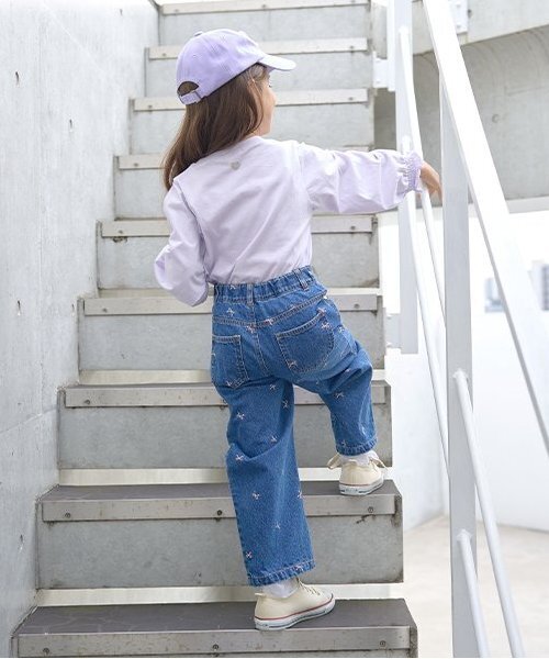 LOVE DENIM】アソート刺しゅう総柄ストレートパンツ（デニムパンツ