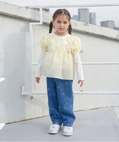 Lycee mine(リセマイン)の「【LOVE DENIM】アソート刺しゅう総柄ストレートパンツ(デニムパンツ・キッズ・ブルー/サックスブルー・140cm/120cm/150cm/130cm/110cm/100cm)」の15枚目の写真