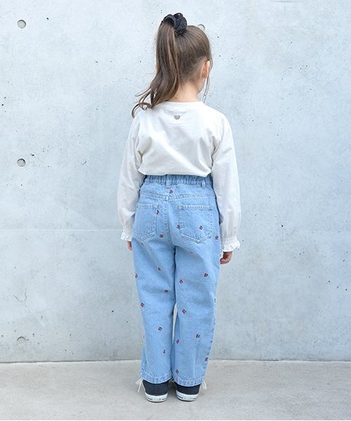 LOVE DENIM】アソート刺しゅう総柄ストレートパンツ（デニムパンツ