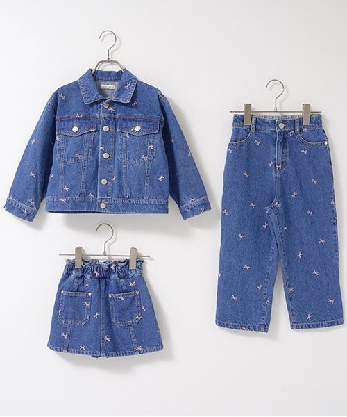 LOVE DENIM】アソート刺しゅう総柄ストレートパンツ（デニムパンツ