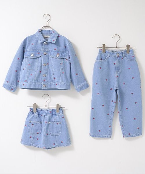 LOVE DENIM】アソート刺しゅう総柄ストレートパンツ（デニムパンツ