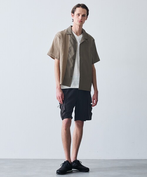 5351 POUR LES HOMMES（ゴーサンゴーイチプールオム）の「パッチワーク  PUレザー Vネック 半袖 Tシャツ（Tシャツ/カットソー・メンズ・ホワイト/ブラック・44/46/48/50）」の8枚目の写真