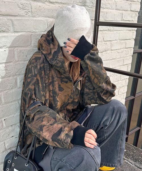 CIAOPANIC(チャオパニック)の「リアルツリーカモダブルジップフーディー(パーカー・レディース・ブラック/ブラウン・FREE)」の22枚目の写真