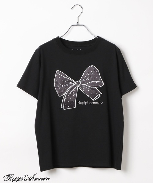 repipi armario(レピピ アルマリオ)の「【girly line】BIGリボンTシャツ【接触冷感】(Tシャツ/カットソー・キッズ・ブラック/ホワイト/サックスブルー/ホワイト系その他/ホワイト系その他2/ブラック系その他・LARGE/MEDIUM/SMALL)」の5枚目の写真