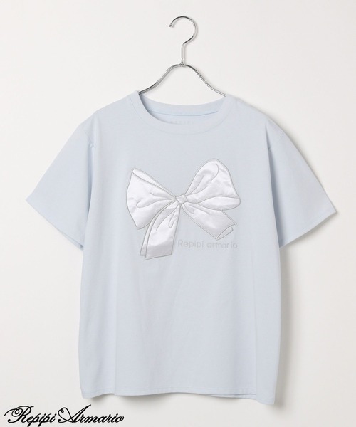 repipi armario(レピピ アルマリオ)の「【girly line】BIGリボンTシャツ【接触冷感】(Tシャツ/カットソー・キッズ・ブラック/ホワイト/サックスブルー/ホワイト系その他/ホワイト系その他2/ブラック系その他・LARGE/MEDIUM/SMALL)」の9枚目の写真