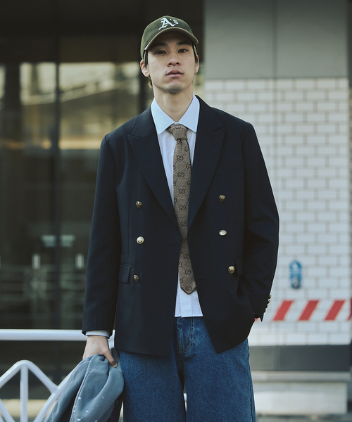 JOURNAL STANDARD（ジャーナルスタンダード）の「T/W ダブルブレスト ブレザー（テーラードジャケット・メンズ・ネイビー・LARGE/MEDIUM/SMALL）」の3枚目の写真