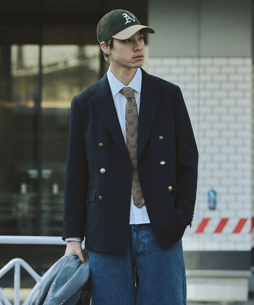 JOURNAL STANDARD（ジャーナルスタンダード）の「T/W ダブルブレスト ブレザー（テーラードジャケット・メンズ・ネイビー・LARGE/MEDIUM/SMALL）」の4枚目の写真
