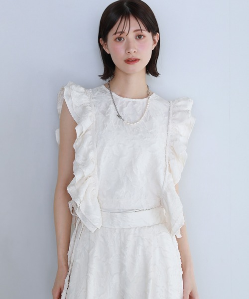 shetila(シェティラ)の「【セットアップ対応】フリンジジャガードフリルジレベスト(ベスト・レディース・アイボリー/ブラック・FREE)」の12枚目の写真