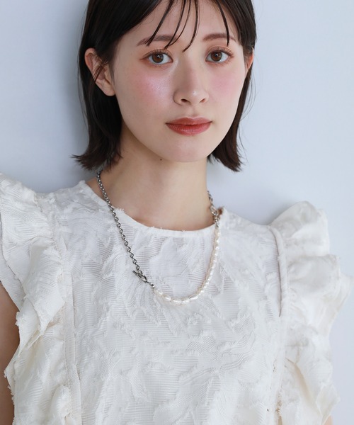 shetila(シェティラ)の「【セットアップ対応】フリンジジャガードフリルジレベスト(ベスト・レディース・アイボリー/ブラック・FREE)」の7枚目の写真