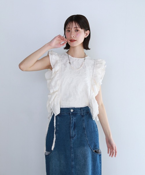 shetila(シェティラ)の「【セットアップ対応】フリンジジャガードフリルジレベスト(ベスト・レディース・アイボリー/ブラック・FREE)」の16枚目の写真