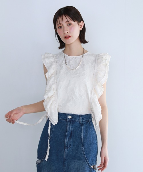shetila(シェティラ)の「【セットアップ対応】フリンジジャガードフリルジレベスト(ベスト・レディース・アイボリー/ブラック・FREE)」の18枚目の写真