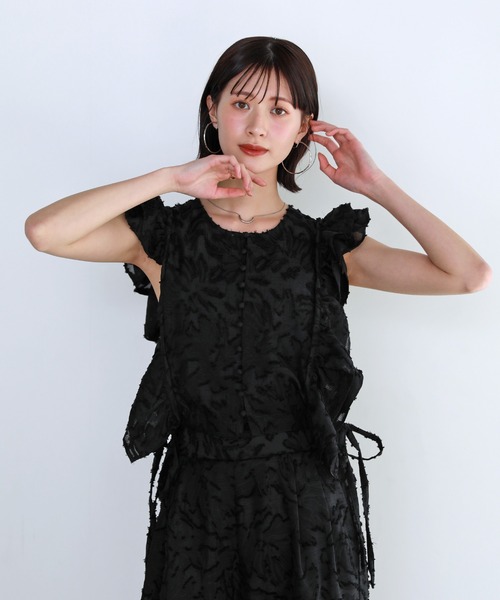 shetila(シェティラ)の「【セットアップ対応】フリンジジャガードフリルジレベスト(ベスト・レディース・アイボリー/ブラック・FREE)」の20枚目の写真