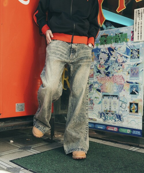 セール】フレアシルエット ブリーチ加工 デニムパンツ（デニム