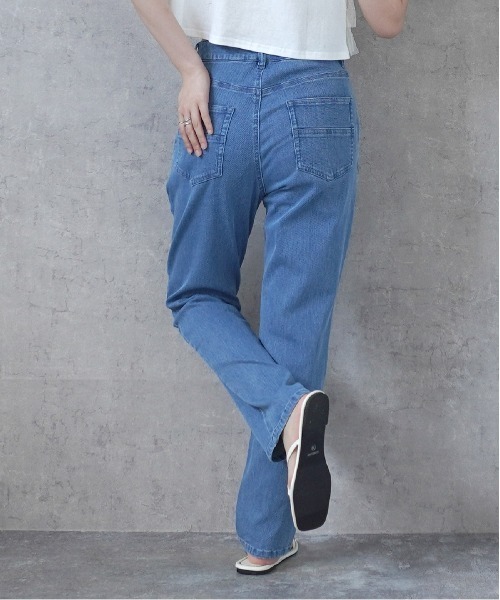 PREFERIR（プレフェリール）の「AIR ジョグ テーパード ベーシック ストレート デニム パンツ(S,M,L,XL)4サイズ（デニムパンツ・レディース・ブルー/ライトブルー/ネイビー/サックスブルー・SMALL/MEDIUM/LARGE/X-LARGE）」の7枚目の写真