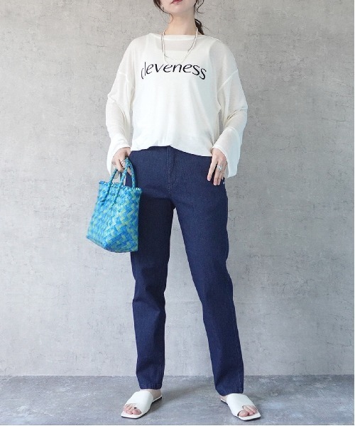 PREFERIR（プレフェリール）の「AIR ジョグ テーパード ベーシック ストレート デニム パンツ(S,M,L,XL)4サイズ（デニムパンツ・レディース・ブルー/ライトブルー/ネイビー/サックスブルー・SMALL/MEDIUM/LARGE/X-LARGE）」の8枚目の写真