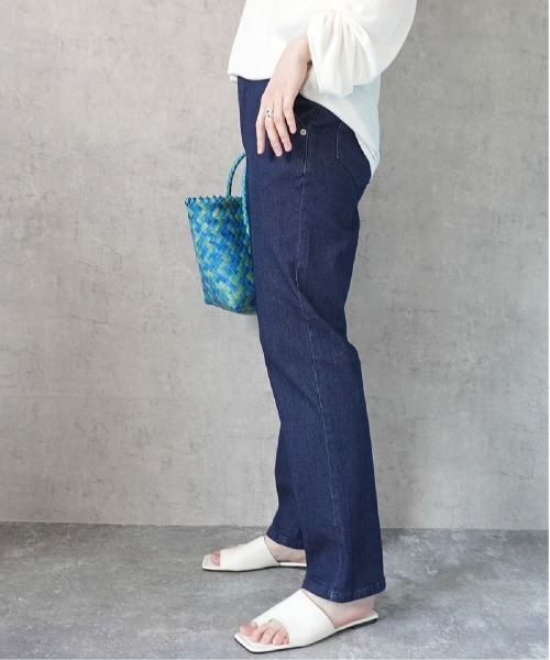 PREFERIR（プレフェリール）の「AIR ジョグ テーパード ベーシック ストレート デニム パンツ(S,M,L,XL)4サイズ（デニムパンツ・レディース・ブルー/ライトブルー/ネイビー/サックスブルー・SMALL/MEDIUM/LARGE/X-LARGE）」の10枚目の写真