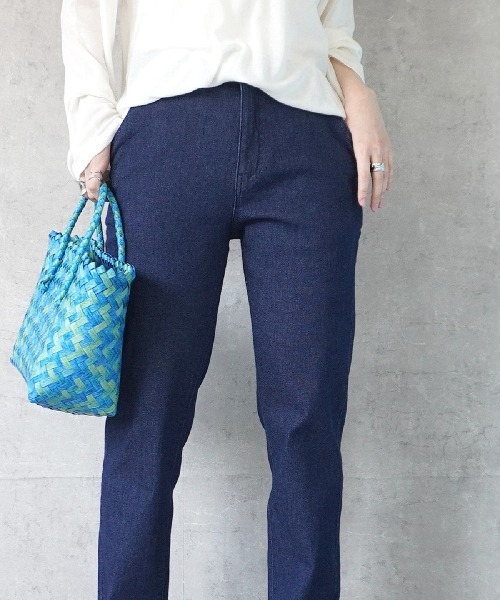 PREFERIR（プレフェリール）の「AIR ジョグ テーパード ベーシック ストレート デニム パンツ(S,M,L,XL)4サイズ（デニムパンツ・レディース・ブルー/ライトブルー/ネイビー/サックスブルー・SMALL/MEDIUM/LARGE/X-LARGE）」の12枚目の写真