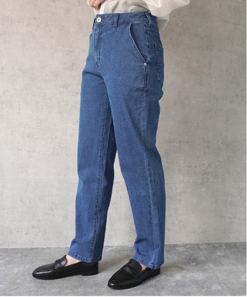 PREFERIR（プレフェリール）の「AIR ジョグ テーパード ベーシック ストレート デニム パンツ(S,M,L,XL)4サイズ（デニムパンツ・レディース・ブルー/ライトブルー/ネイビー/サックスブルー・SMALL/MEDIUM/LARGE/X-LARGE）」の13枚目の写真