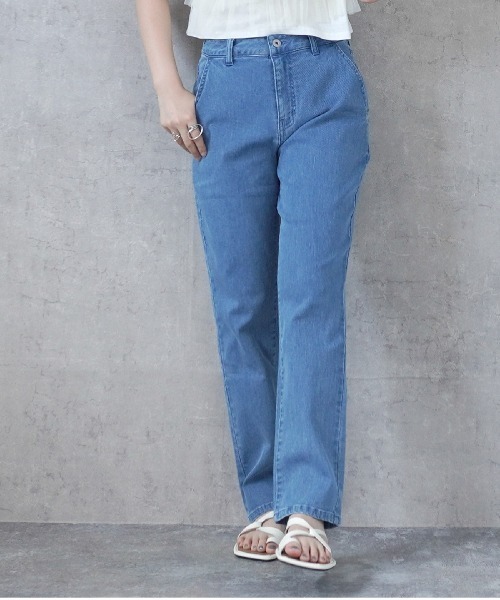 PREFERIR（プレフェリール）の「AIR ジョグ テーパード ベーシック ストレート デニム パンツ(S,M,L,XL)4サイズ（デニムパンツ・レディース・ブルー/ライトブルー/ネイビー/サックスブルー・SMALL/MEDIUM/LARGE/X-LARGE）」の22枚目の写真