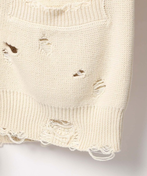 PBLIM(ページボーイリム)の「《UNISEX》ダメージカーディガン(カーディガン/ボレロ・レディース・オフホワイト/ブラック/ブルーグリーン・FREE)」の4枚目の写真