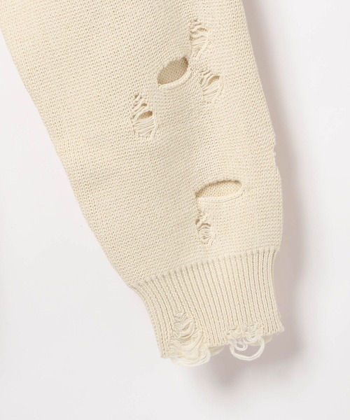 PBLIM(ページボーイリム)の「《UNISEX》ダメージカーディガン(カーディガン/ボレロ・レディース・オフホワイト/ブラック/ブルーグリーン・FREE)」の5枚目の写真