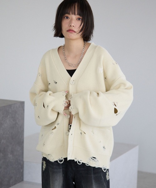 セール】《UNISEX》ダメージカーディガン（カーディガン/ボレロ
