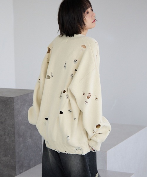 PBLIM(ページボーイリム)の「《UNISEX》ダメージカーディガン(カーディガン/ボレロ・レディース・オフホワイト/ブラック/ブルーグリーン・FREE)」の18枚目の写真