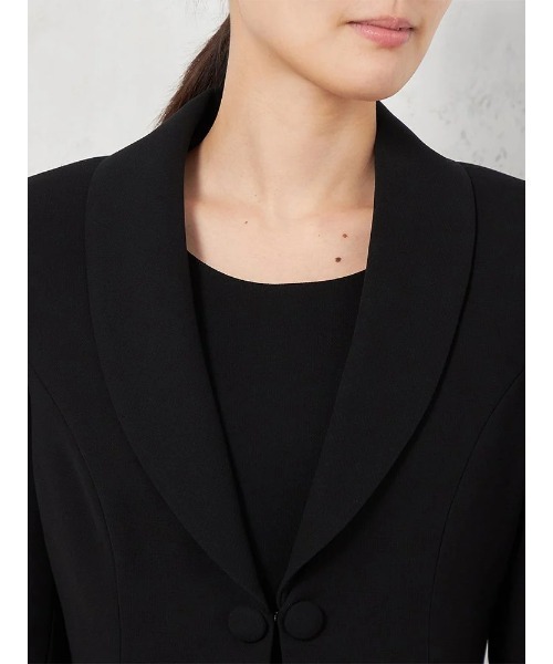 HARUYAMA（ハルヤマ）の「ショールカラーアンサンブル ジャケット/ワンピース 黒無地 通年（スーツスカート・レディース・ブラック・13号/11号/9号/15号/7号）」の4枚目の写真