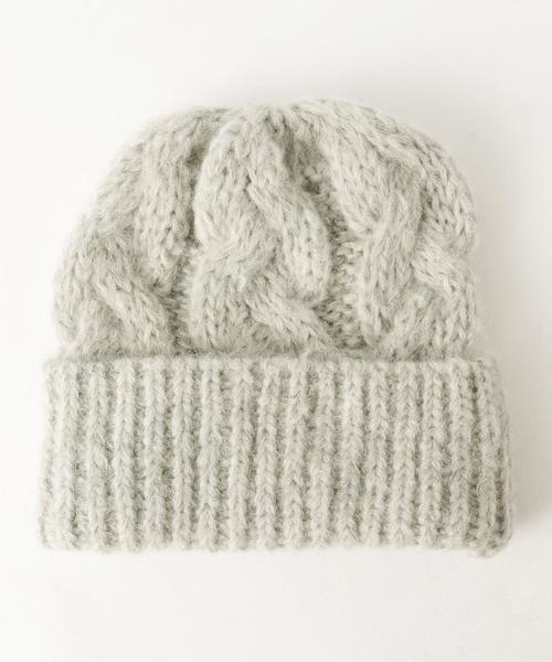 Another Edition（アナザーエディション）の「ケーブルニットキャップ/AE CBL KNIT CAP◆（ニットキャップ/ビーニー・レディース・オフホワイト/ライトグレー/ライトピンク・フリー）」の3枚目の写真