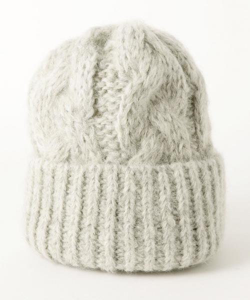 Another Edition（アナザーエディション）の「ケーブルニットキャップ/AE CBL KNIT CAP◆（ニットキャップ/ビーニー・レディース・オフホワイト/ライトグレー/ライトピンク・フリー）」の7枚目の写真